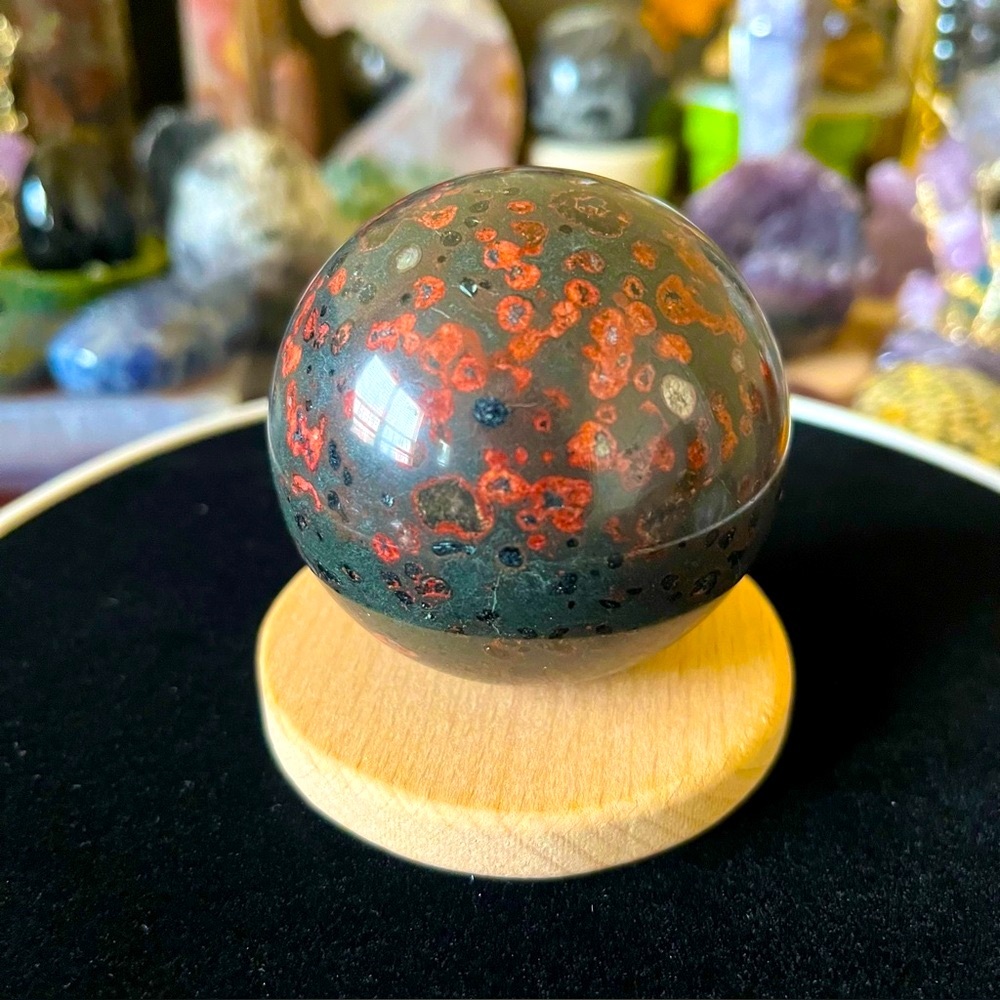 Plum Blossom Jade Sphere | Natural Stone Crystal Ball Gemstone